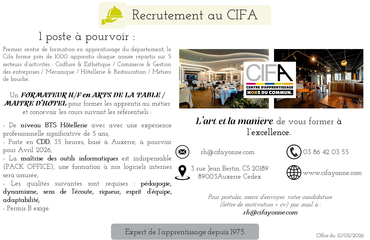 Un(e) formateur H/F en arts de la table / maitre d'hôtel