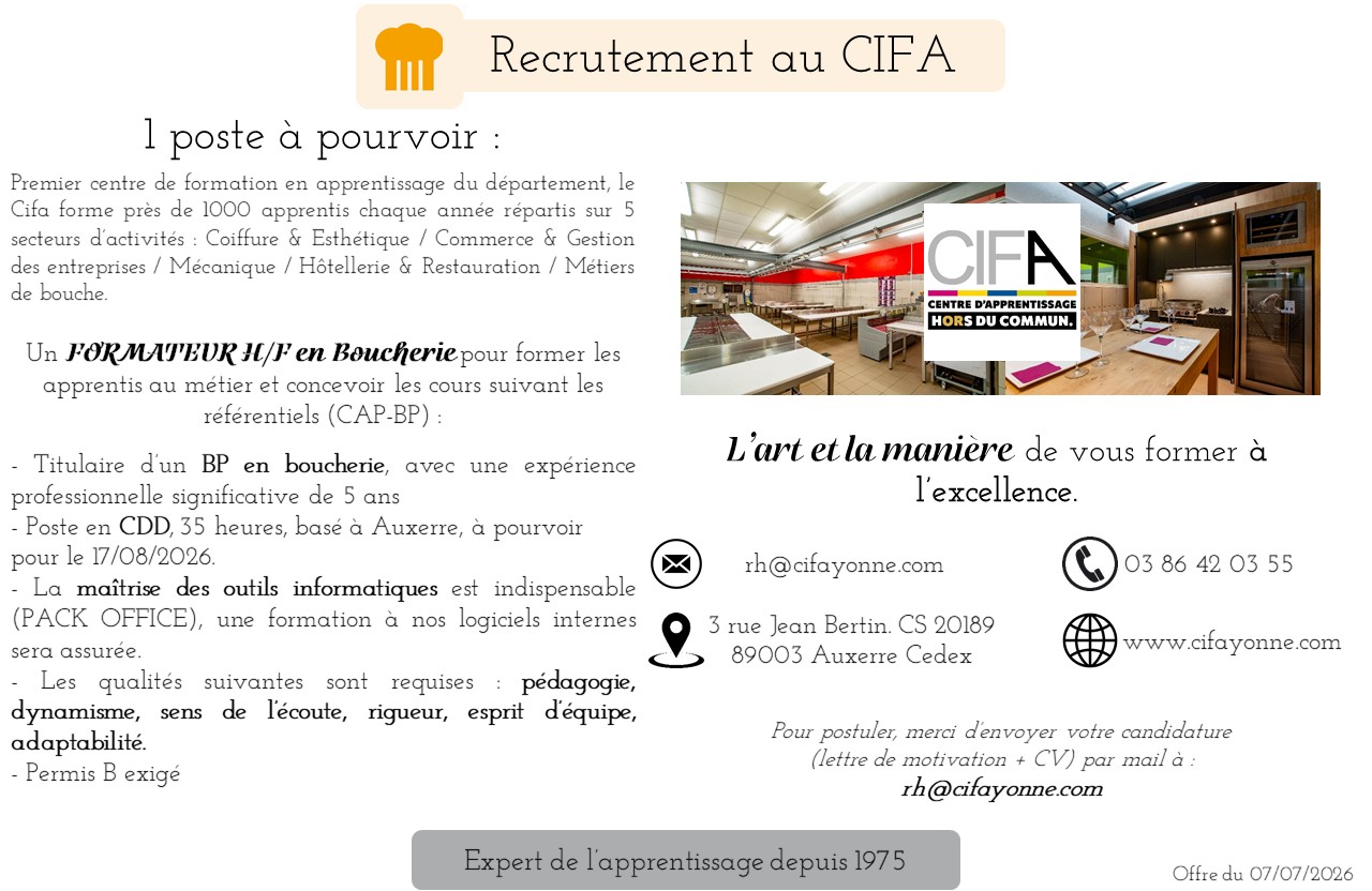 Un Formateur en Boucherie (H/F)